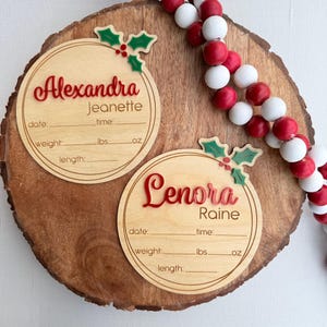 Personalized Christmas Baby Name Sign: Mistletoe Holiday Birth Announcement image 12