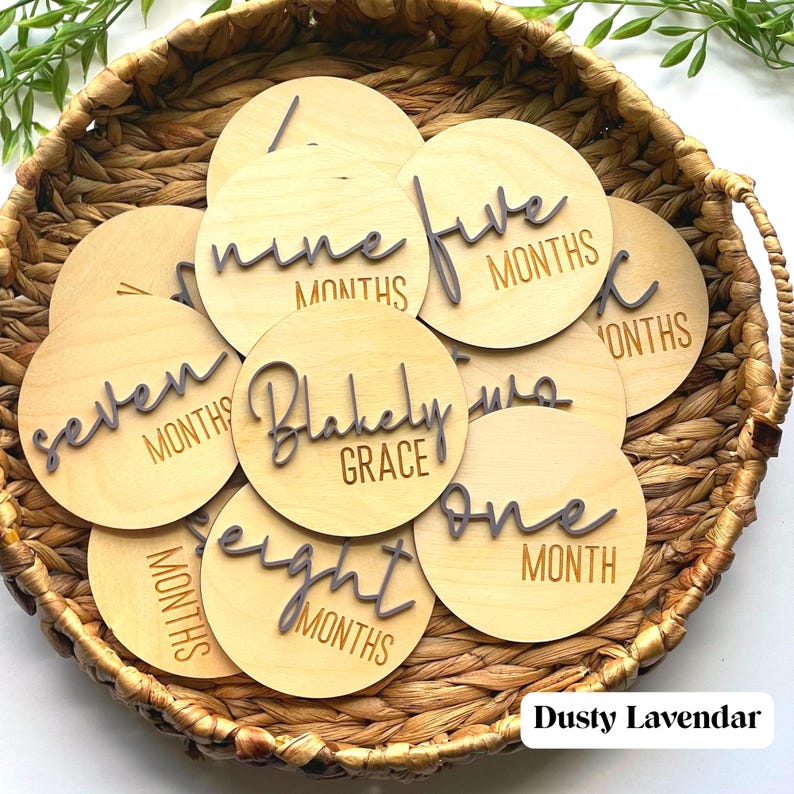 Milestone Discs, Baby Milestone Cards, Baby Shower Gift, Newborn Photo Prop, Wooden Milestone Cards image 11