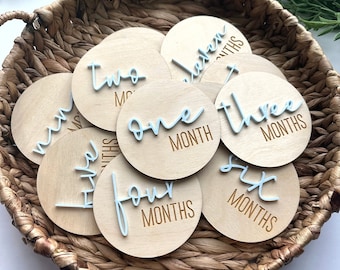 Milestone Discs, Baby Milestone Cards, Baby Shower Gift, Newborn Photo Prop, Wooden Milestone Cards