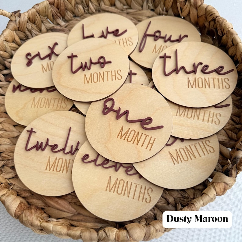 Milestone Discs, Baby Milestone Cards, Baby Shower Gift, Newborn Photo Prop, Wooden Milestone Cards image 14