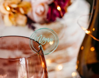 Laser Engraved Acrylic Wedding Place Cards: Glass Name Markers