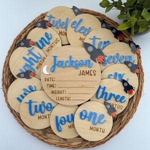 Cartes jalon fusée, faire-part de nouveau-né, cadeau pour bébé sur le thème de l'espace