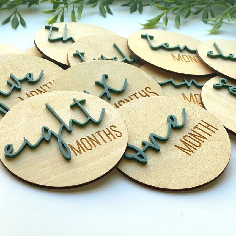 Milestone Discs, Baby Milestone Cards, Baby Shower Gift, Newborn Photo Prop, Wooden Milestone Cards image 12