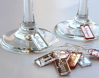 Custom Wine Glass Markers, Bachelorette Party Gifts, Wine Charms