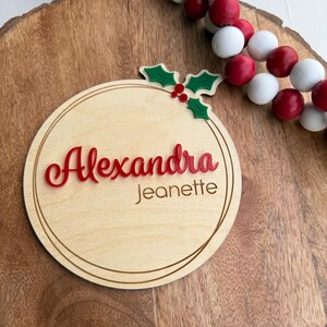 Personalized Christmas Baby Name Sign: Mistletoe Holiday Birth Announcement image 13