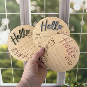 Birth Announcement Sign, Birth Stats Sign, Hello World, Baby Birth Announcement