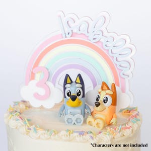 Personalized Pastel Rainbow Cake Topper for Birthdays, Baby Showers & Kids Parties - Custom Name Decor