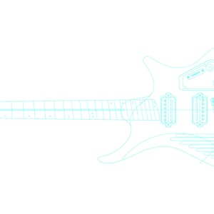 Guitar 6 strings fanned frets in DXF organized for CNC Cam