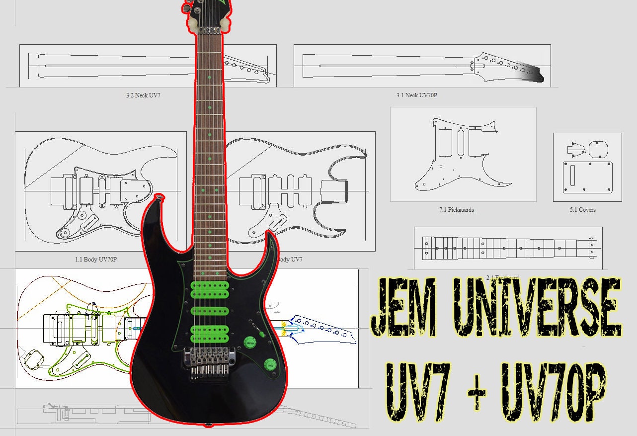 Ibanez JEM UV70P UV7 7 Strings Vectors for CAM Software Etsy