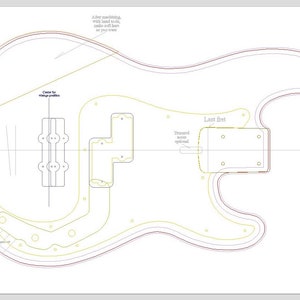 Precicion Bass Standard 4 strings 34&quot;  in DXF organized for CNC Cam