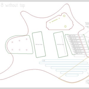 Guitar 8 strings fanned frets in DXF organized for CNC Cam