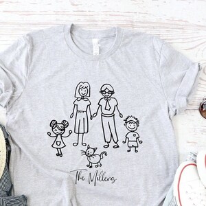 Custom Stick Figure Family T-shirt Stick Figure Shirt Stick Figure Gift Family Reunion Shirt Family Matching Shirt