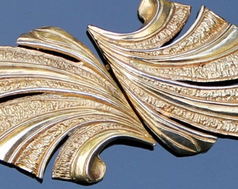 Boucle de ceinture vintage dorée 2 pièces avec boucle en plumes pour femme