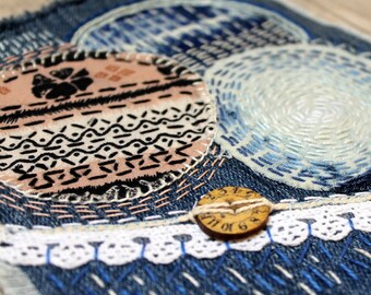 Raccommodage visible Patch boro en denim Jean Sashiko Patchs en denim recyclés Cadeau kraft pour grand-mère de moins de 30 ans