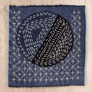 Boro patch Visible mending Sashiko jeans Upcycled denim patches