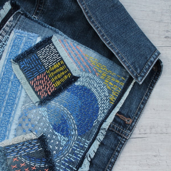 Denim Sashiko Patch Etsy