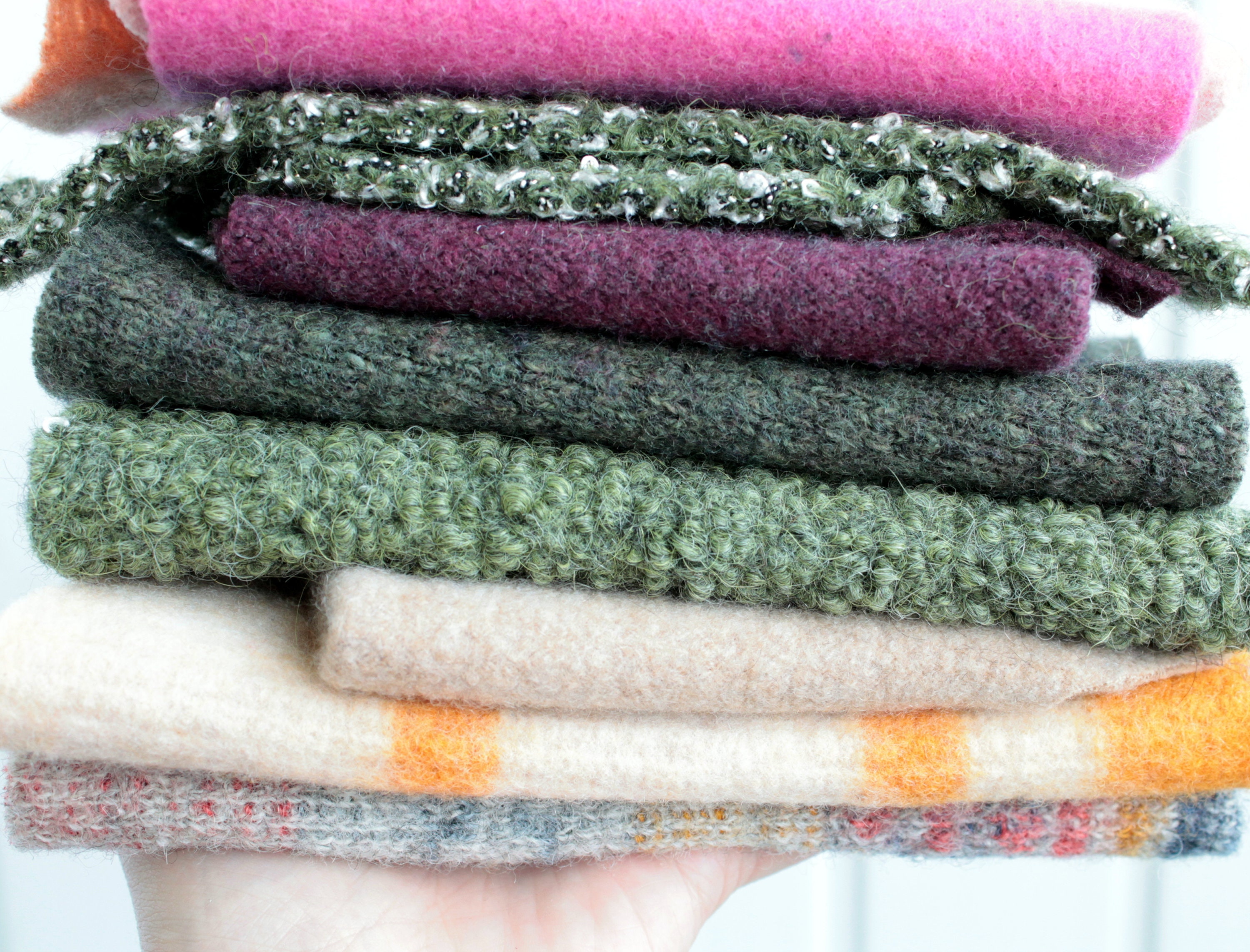 Multicolor felted wool scraps Slow stitch pack wool pieces Etsy