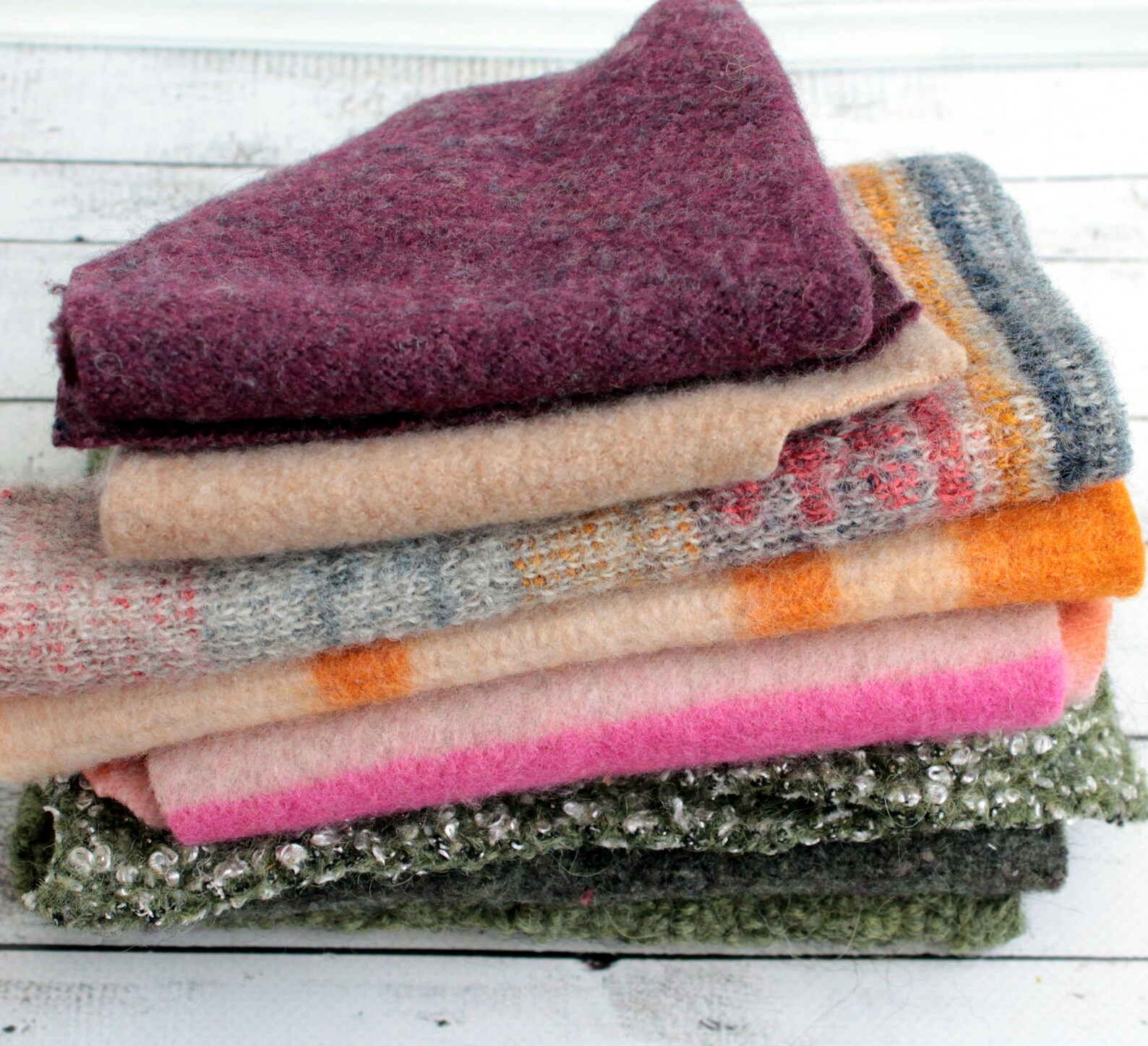 Multicolor felted wool scraps Slow stitch pack wool pieces Etsy