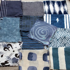 Boro fabric scraps Scrap bag quilting cotton Sashiko kit Slow stitch supplies