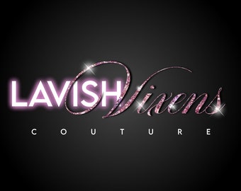 DIY Pink Glitter Logo, Boutique Fashion Logo, Customizable Pink Sparkle Glam Cosmetics Logo, Lash Hair Nail Business Logo, Instant Download