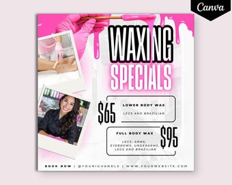 Wax Specials Flyer: Editable Esthetician Template (Canva)