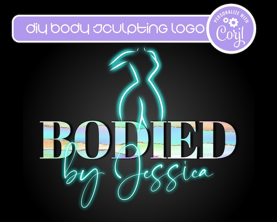 DIY Body Sculpting Logo Template, Med Spa Beauty Bar Logo, Rainbow Glitter Aesthetics Logo, Personal Trainer Logo, Body Sculpting Logo