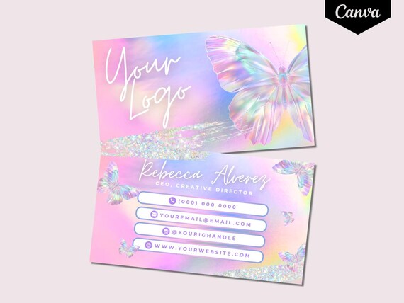 iridescent holographic business cards Logo Holographic Iridescent Ultra Modern Business Card