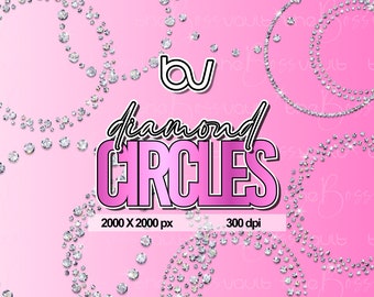 Diamond Circle Frames, Diamond Border Clip Art, Diamond Clipart, Diamond Overlays, Transparent PNG Diamonds, Glitter Design Resources