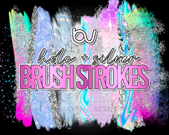 Glam Holographic Brush Strokes Clipart, Instant Download Glitter Holo Clipart Bundle, Graphic Design Resources for Fashion Boutique Beauty