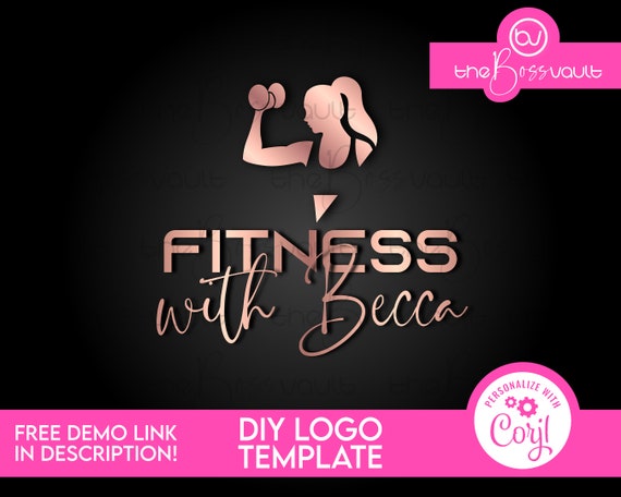 DIY Fitness Logo, Editable Customizable Logo Design for Gym