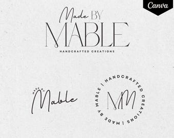 DIY Minimalist Branding Kit - Cursive Logo Set - Boutique Logo Design - Beauty Branding Bundle - Canva Editable Logo Brand Kit