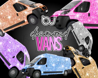 Shipping Van Clipart, Mail Delivery Van Glam Diamond Clipart, Instant Download Clipart for Boutiques, Glamourous Design Elements, Glitter