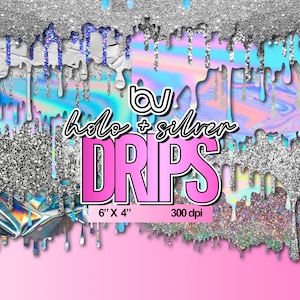 Glam Holographic Drips Clip Art, Dripping Glitter Clipart, Holo Glitter Clipart, Rainbow Glitter Drips Clipart, Iridescent Dripping Glitter