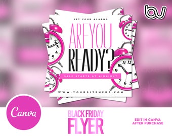Set Your Alarms Flyer, DIY Sale Flyer, Black Friday Flyer, Cyber Monday Flyer, DIY Flyer Template, Boutique Flyer, Hair Flyer, Lash Flyer