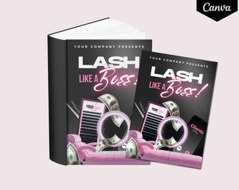 DIY Lash Guide Cover Design, Learn to Lash eBook Cover Template, Editable E-Book Cover Design Template, Lash Tech Guide Cover Design