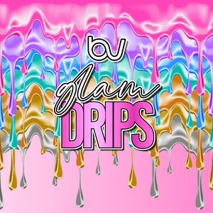 Glam Shiny Drip Clipart Bundle, Instant Download Shiny Metallic Dripping Clipart Graphic Design Resource Multiple Colors Clipart Glam