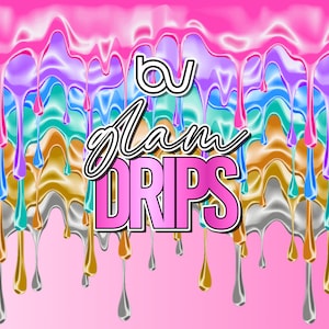 Glam Shiny Drip Clipart Bundle, Instant Download Shiny Metallic Dripping Clipart Graphic Design Resource Multiple Colors Clipart Glam