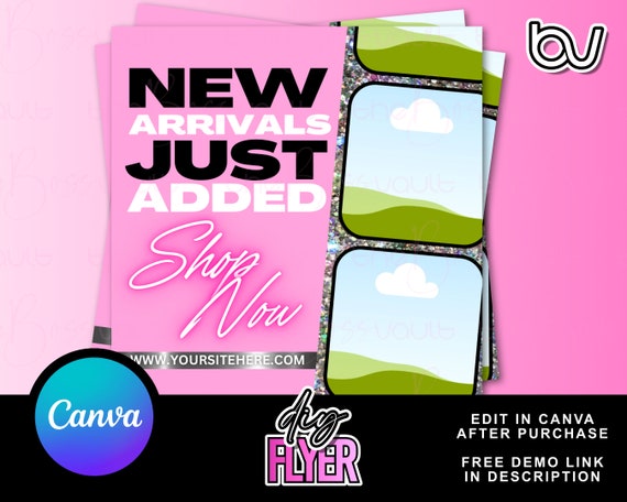 DIY New Arrivals Flyer, Boutique Flyer Template, Canva Flyer Design, Pink Shop Now Flyer, Editable Flyer Design, Instant Download
