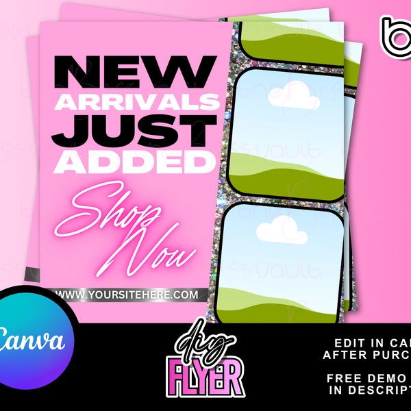 DIY New Arrivals Flyer, Boutique Flyer Template, Canva Flyer Design, Pink Shop Now Flyer, Editable Flyer Design, Instant Download