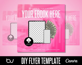 DIY eBook Flyer Template, Canva eBook Flyer Design, Matching Template for Make Money Online, eBook Listing Cover, Product Picture