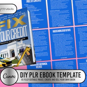 PLR Credit Repair eBook - Editable Canva Template, Financial Improvement Guide, Resell Rights, DIY Credit Boost, Instant Download Book