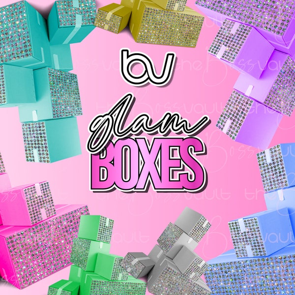 Glam Shipping Box Diamond Clipart, Glitter Shipping Boxes Clipart, Delivery Glitter Design Elements for Boutique, Makeup, Fashion Orders