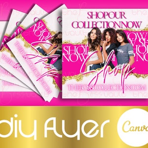 Boutique Flyer, New Collection Sale Flyer, Fashion Boutique Cosmetics Hair Makeup Flyer, Editable Canva Flyer, DIY Do It Yourself Pink Flyer