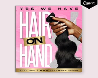 Modèle de flyer boutique de coiffure : design rose et or pour réseaux sociaux (toile)