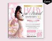 Pink Baby Shower Invite: DIY Flyer Canva Template