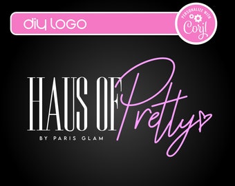 DIY Boutique Logo, Editable Pink Fashion Logo, Editable Logo Template for Hair Business, Beauty Business, Fashion Business, Beauty Business