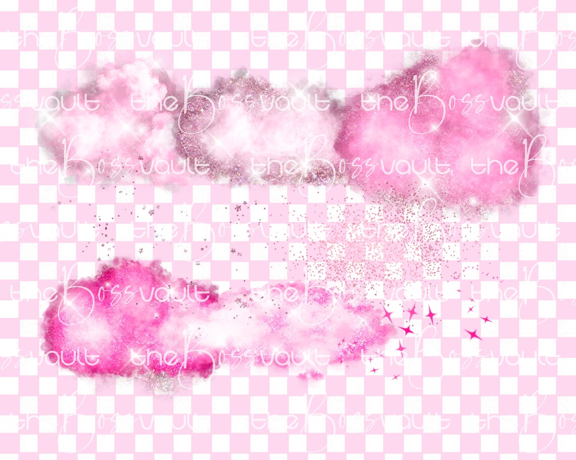 Glam Pink Cloud Glitter Clipart Glitter Transparent PNG Etsy