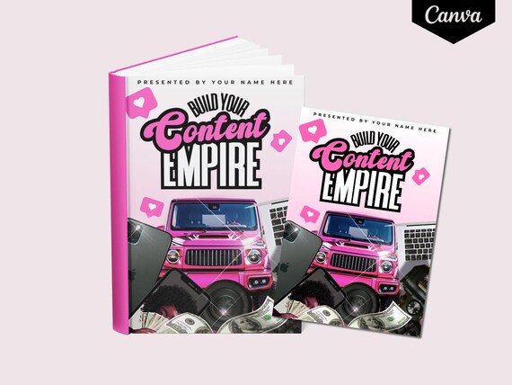 DIY Content Creator eBook Cover Template, Content Marketing Guide E-Book Cover Design, Pink and Gold Editable E-Book Cover Design