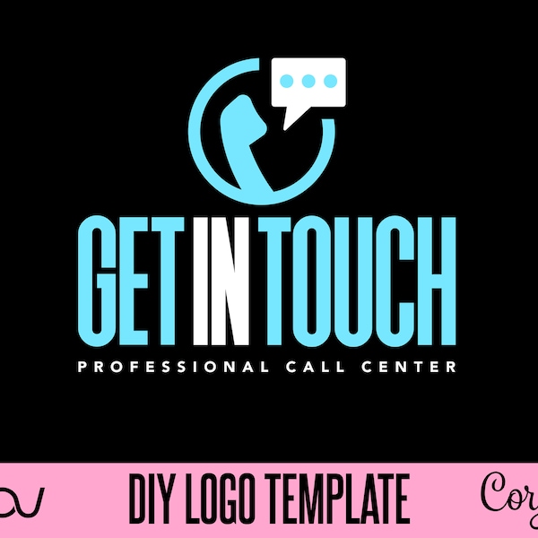 DIY Call Center Logo, Call Center Logo Design, Editable Logo Template, Phone Logo, Assistant Logo, Business Logo Template