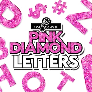 Pink Diamond Encrusted Letters, Diamond Alphabet, Glitter Text, Diamond Alphabet Clipart, Graphic Design Elements, Transparent PNG, Effects